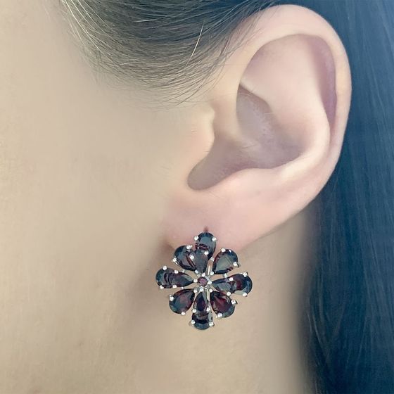 Серебряные серьги с гранатом 10.238ct