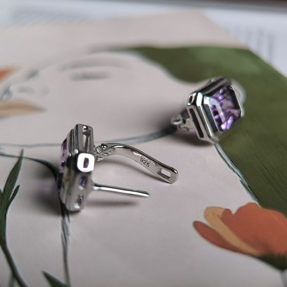 Серебряные серьги с аметистом 6.275ct