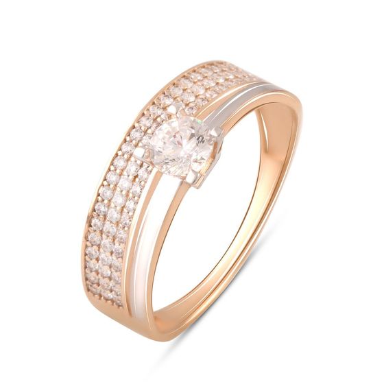 Золотое кольцо с фианитами 0.74ct