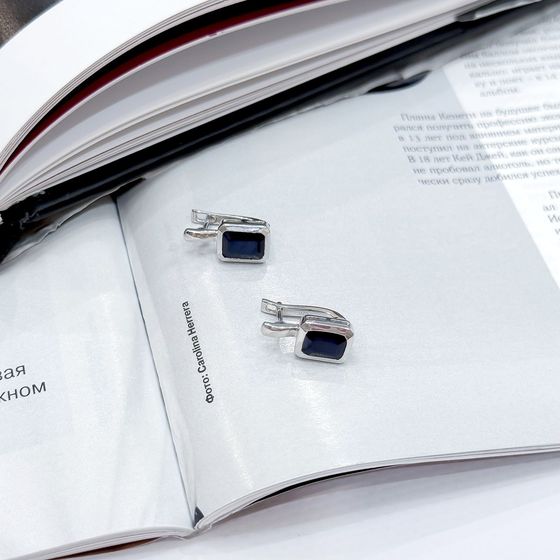 Серебряные серьги с сапфиром 3.49ct