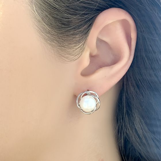 Серебряные серьги с перлами