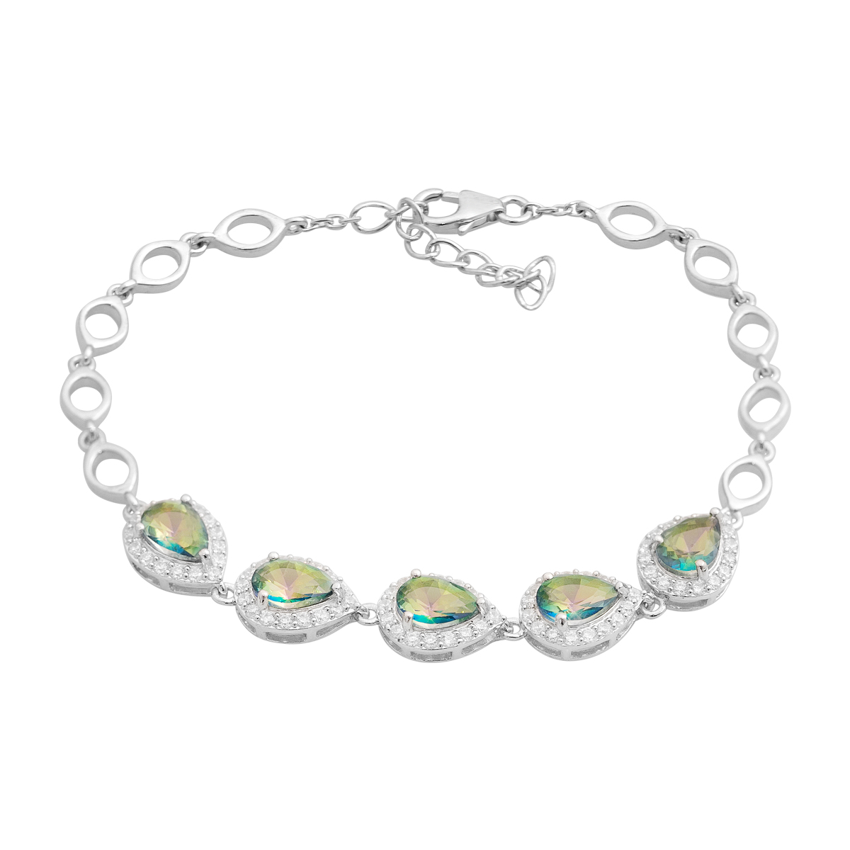 Серебряный браслет с мистик топазом 4.008ct