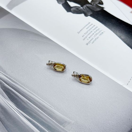 Серебряные серьги с цитрином nano 5.625ct