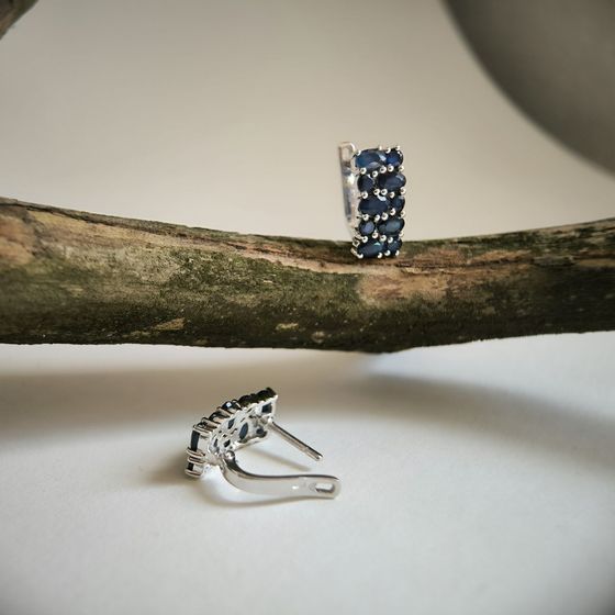 Серебряные серьги с сапфиром 4.68ct