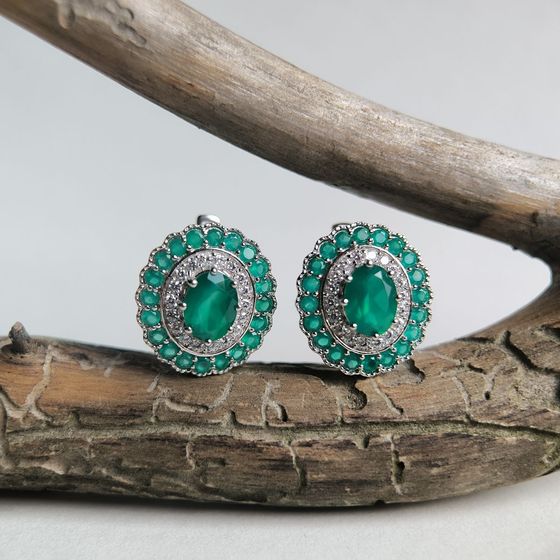 Серебряные серьги с агатом