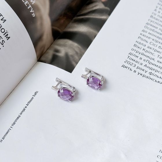 Серебряные серьги с александритом