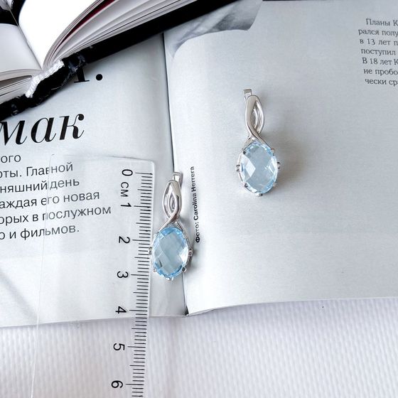 Серебряные серьги с топазом 12.97ct