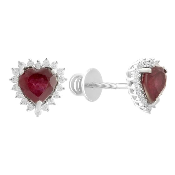 Серебряные серьги с рубином 2.807ct