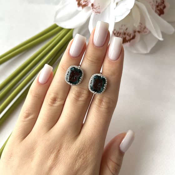 Серебряные серьги с топазом Лондон Блю 9.265ct