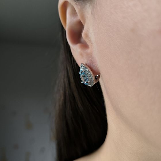 Серебряные серьги с топазом 5.663ct