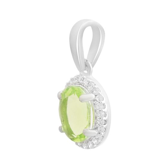 Серебряная подвеска с хризолітом 1.259ct, фианитами