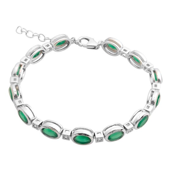 Серебряный браслет с агатом 9.393ct, фианитами