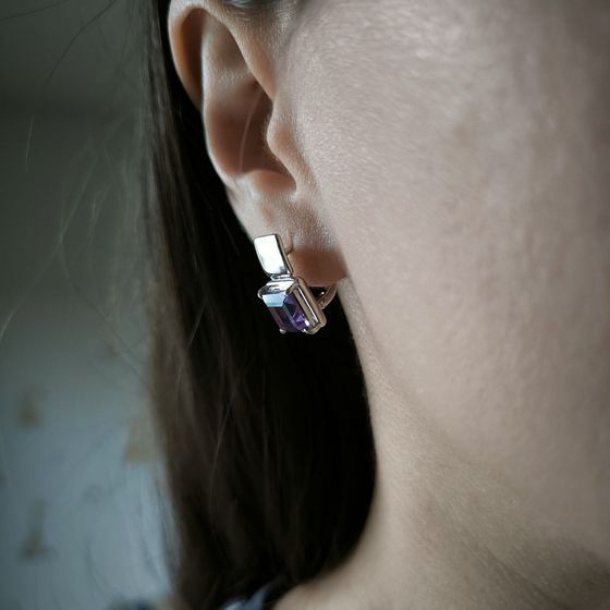 Серебряные серьги с аметистом 4.748ct