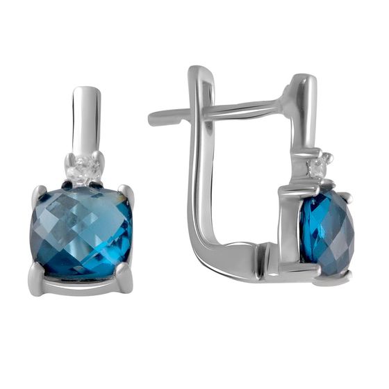 Серебряные серьги с топазом Лондон Блю 2ct