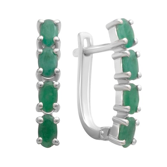 Серебряные серьги с изумрудом