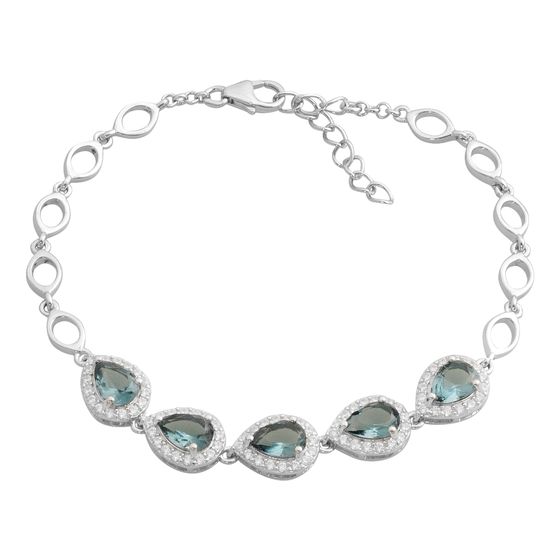 Серебряный браслет с топазом Лондон Блю