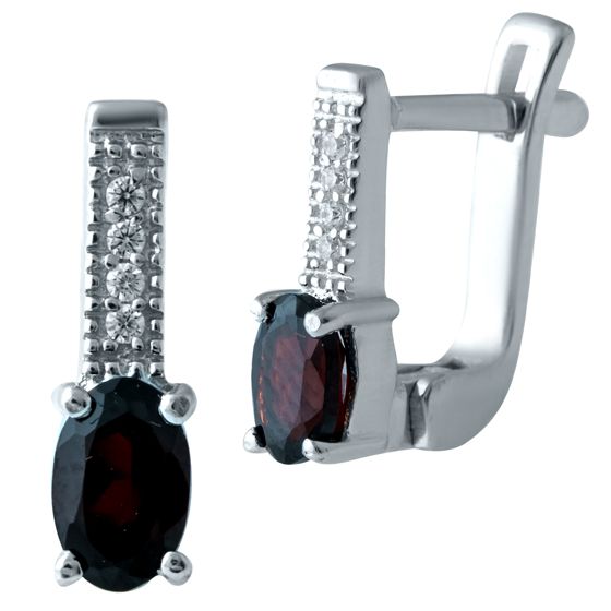 Серебряные серьги с гранатом 1.213ct