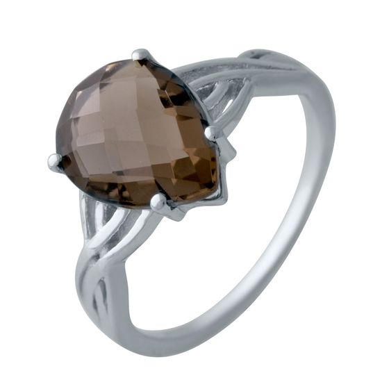 Серебряное кольцо с раухтопазом (дымчатым кварцем)