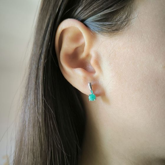Серебряные серьги с изумрудом 0.9ct