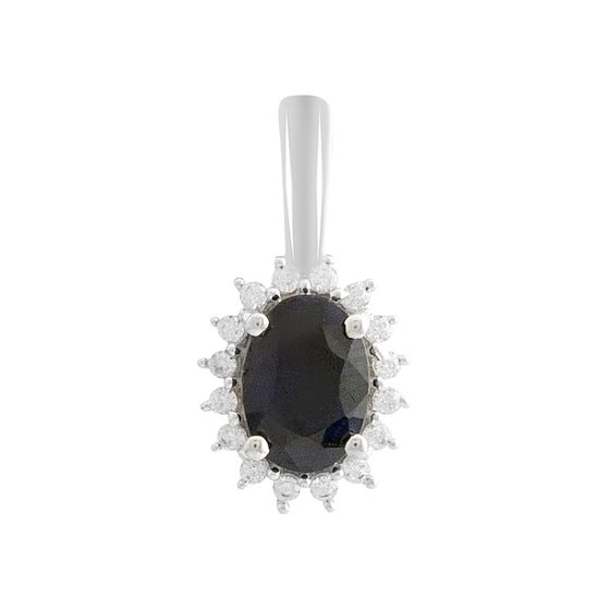Серебряная подвеска с сапфиром 1.151ct, фианитами