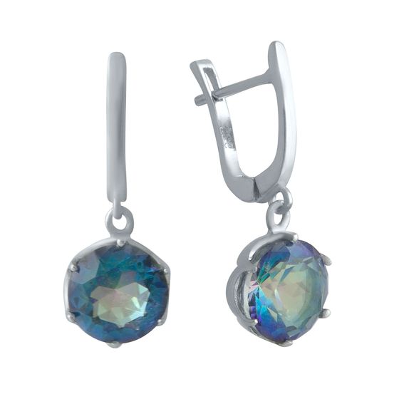 Серебряные серьги с мистик топазом 4.68ct