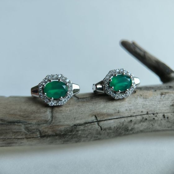 Серебряные серьги с агатом 3.252ct