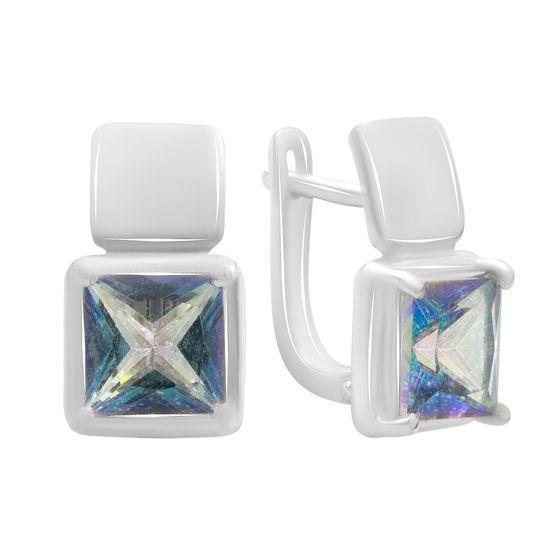 Серебряные серьги с мистик топазом 3.875ct