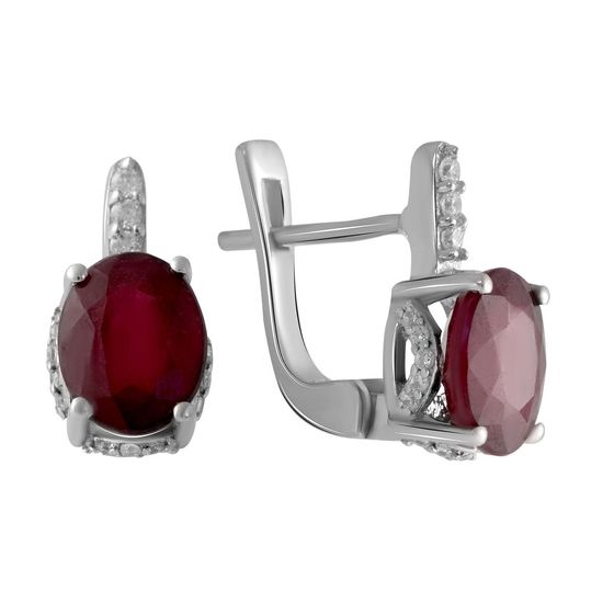 Серебряные серьги с рубином