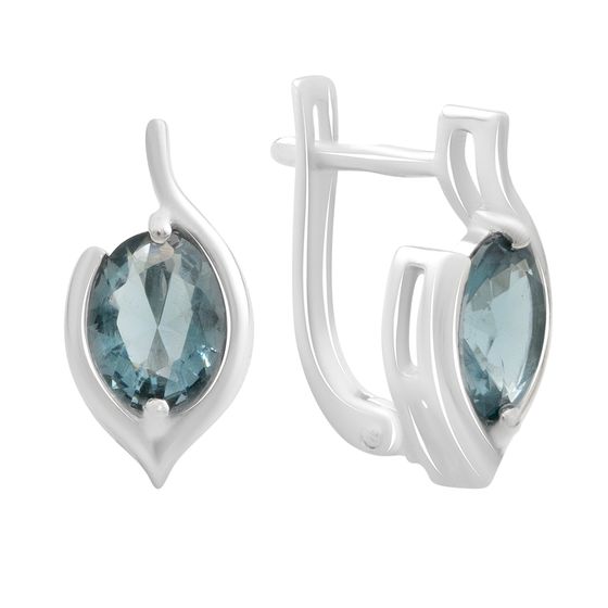 Серебряные серьги с топазом Лондон Блю 1.65ct