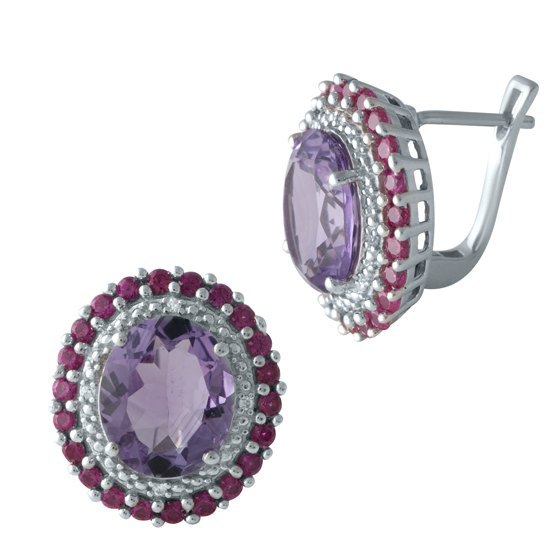 Серебряные серьги с аметистом,