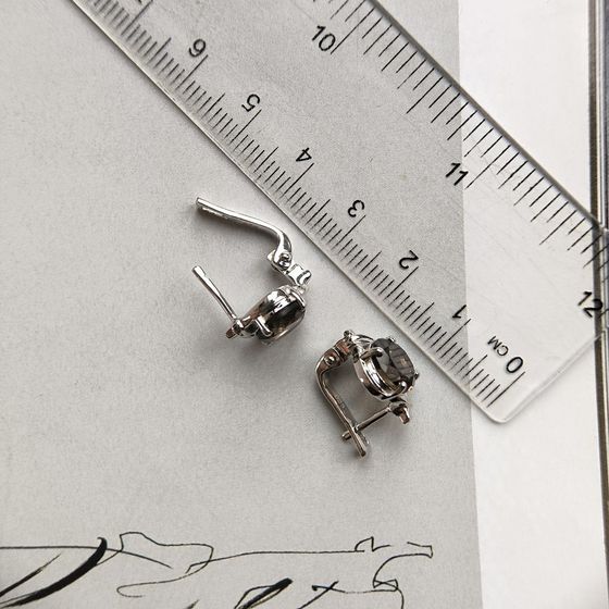 Серебряные серьги с раухтопазом (дымчатым кварцем) 3.467ct