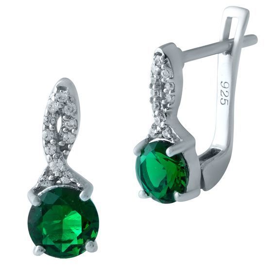 Серебряные серьги с изумрудом nano 1.731ct