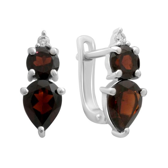 Серебряные серьги с гранатом 3.866ct