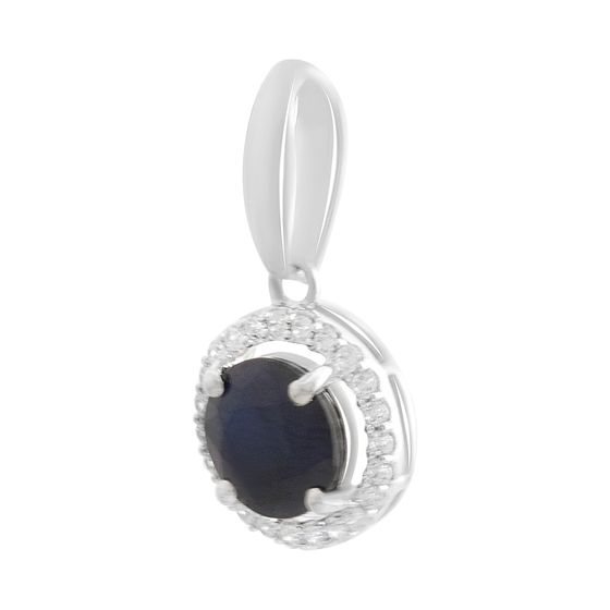 Серебряная подвеска с сапфиром 2.995ct, фианитами