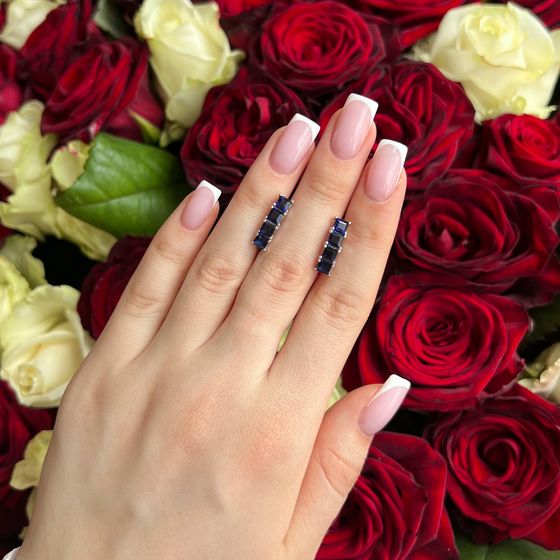Серебряные серьги с сапфиром nano 2.123ct