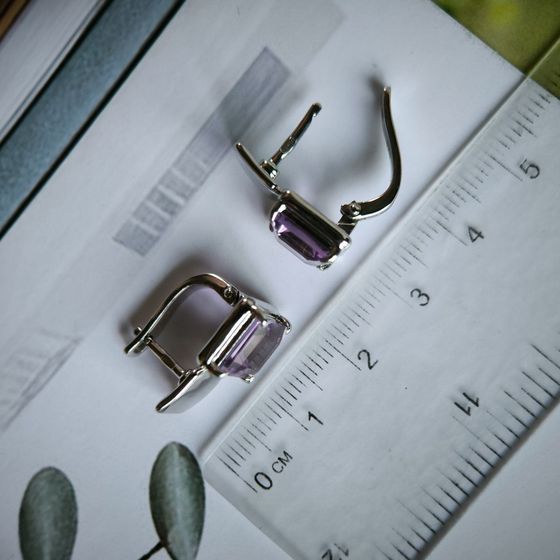 Серебряные серьги с аметистом 4.748ct