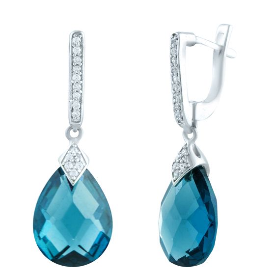 Серебряные серьги с топазом Лондон Блю 8.345ct