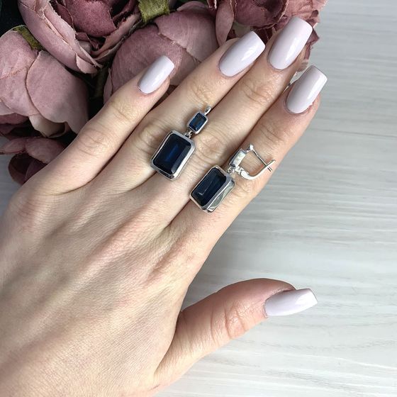 Серебряные серьги с топазом Лондон Блю 12.903ct