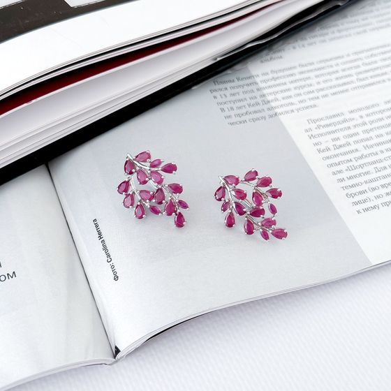 Серебряные серьги с рубином 7.925ct