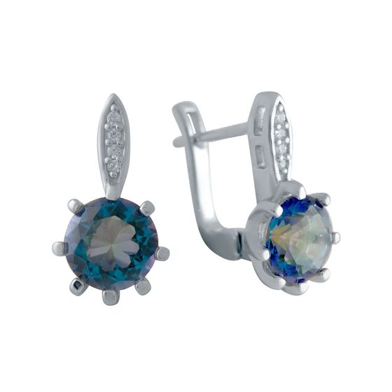 Серебряные серьги с мистик топазом 7.01ct