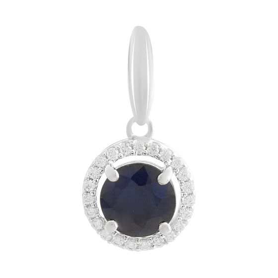 Серебряная подвеска с сапфиром 2.995ct, фианитами