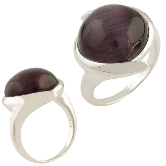 Серебряное кольцо с кошачим глазом