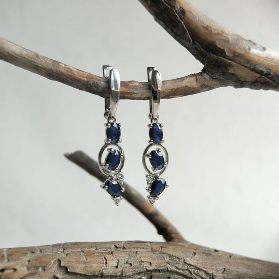 Серебряные серьги с сапфиром 3.407ct