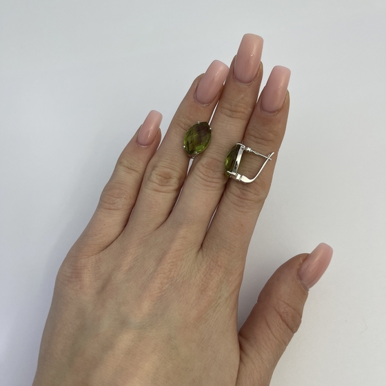 Серебряные серьги с султанитом 10.263ct