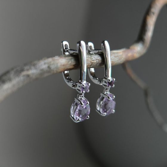 Серебряные серьги с аметистом 2.2ct