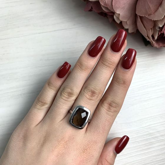 Серебряное кольцо с раухтопазом (дымчатым кварцем) 5.528ct