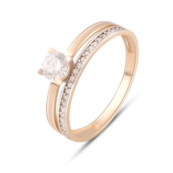 Золотое кольцо с фианитами 0.28ct