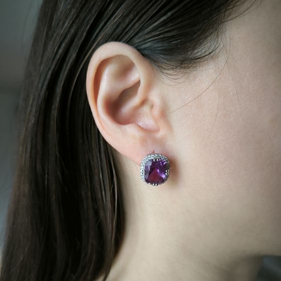 Серебряные серьги с александритом 13.357ct