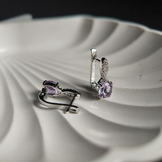 Серебряные серьги с аметистом 1.634ct