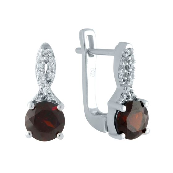 Серебряные серьги с гранатом 2.184ct